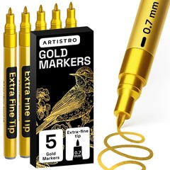 5 Gold Paint Pen for Rock, Glass, Ceramic, Wood, Tire, Fabric, Metal, Canvas,…