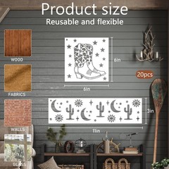 Keluna Western Cowboy Cowgirl Painting Stencils – 20 Reusable Stencils for Wo…