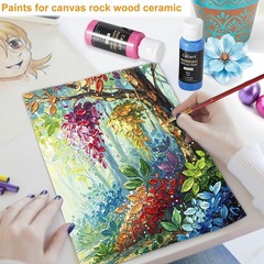 Art Supplies: 24 Iridescent Paint Colors & Brushes for Creative Projects