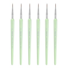6pcs Detail Paint Brushes 9mm Nylon Miniature Painting Brush(0#), Green