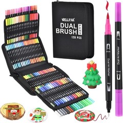 120 Colors Art Markers Dual Tip Fine Brush Pens No Bleed Drawing Set