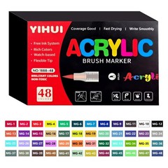 12/24/36/48/60 Color Acrylic Paint Markers Brush Tip Pen for Rock Wood Glass Art