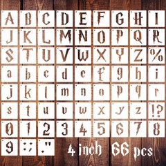 4 Inch Gothic Letter Stencils for Painting, 66 Pcs Reusable Old English Stenc…