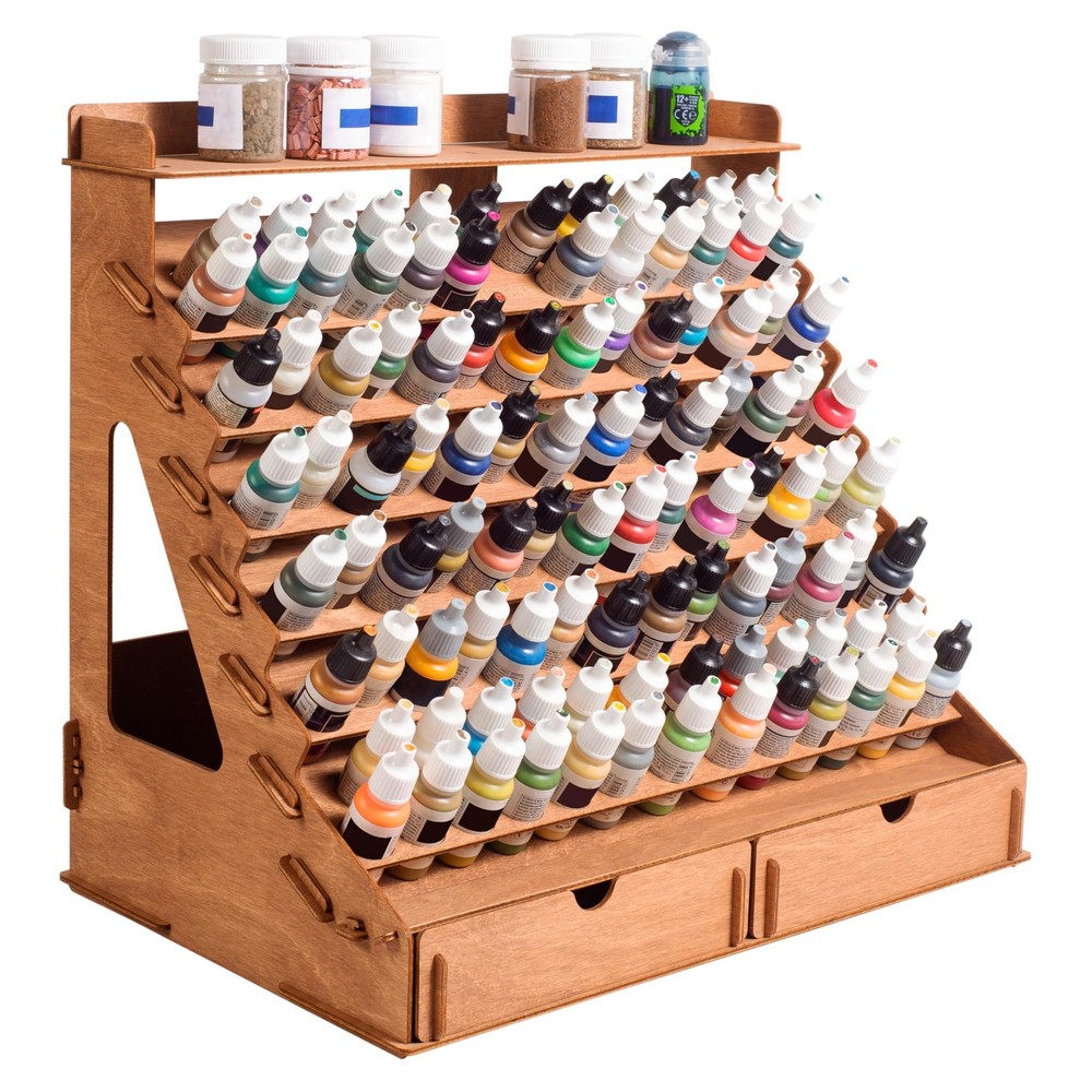 Plydolex Plywood Storage Rack – 105 Bottle Holes for 17 ml Vallejo Wood