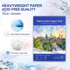 Watercolor Paper Pad 9X12 Inches,36 Sheets 110Lb/230G Cold Press Watercolor Pape