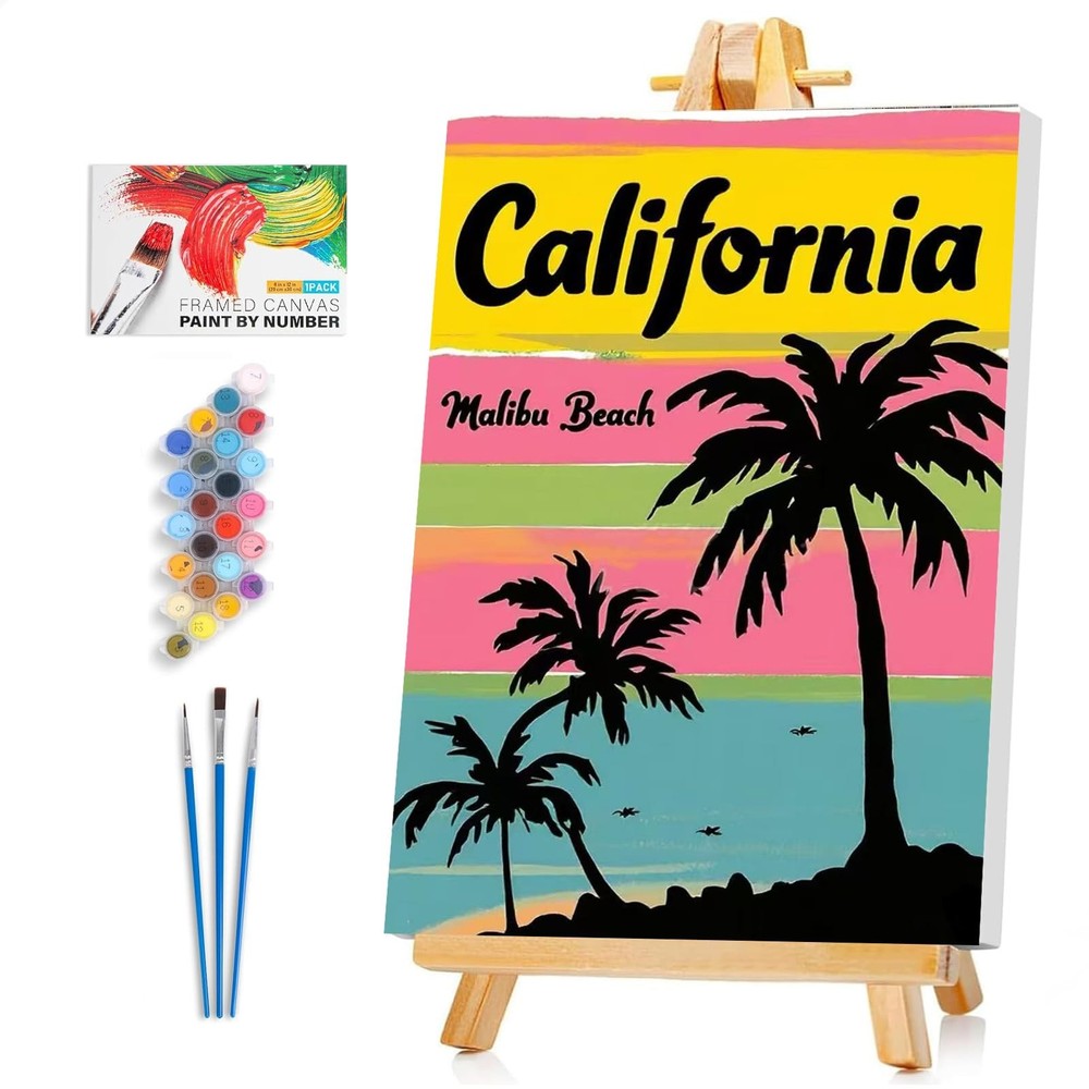 Framed Paint by Numbers Kit for Adults Beginner & Kids Ages 812, Beach Easy P…
