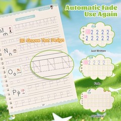 Handwriting Book Practice for Kids,Reusable Grooved Handwriting Books