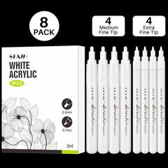 White Acrylic Paint Markers – Paint Markers Paint Pens – 8 Pack Acrylic Marker f