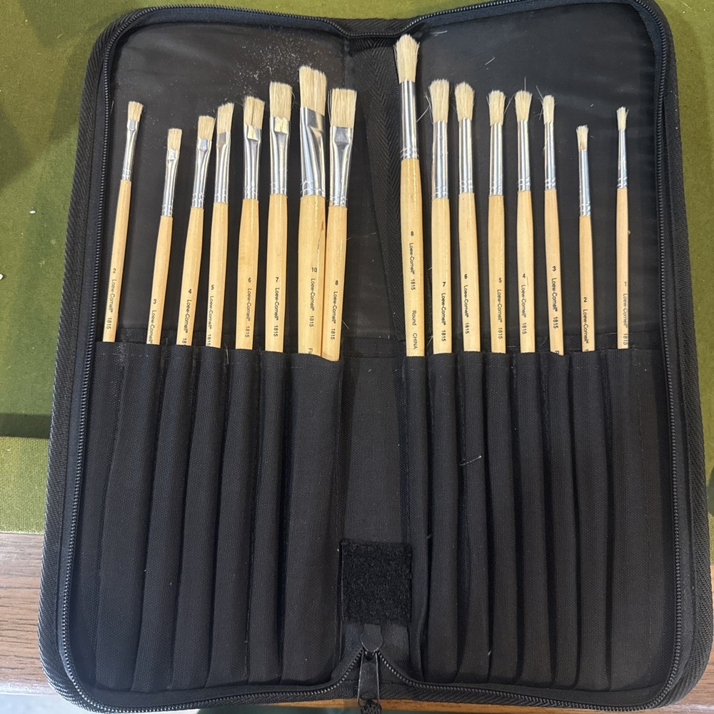 Loew Cornell 16.Piece Brush Set, USED with fabric case