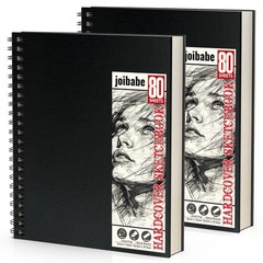 Sketch Book 9″ x 11″，2 Pack 80-Sheets (68lb/100gsm)，Double-Sided Hardbound Sk…