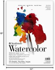 200 Series Watercolor Paper Tape Bound Pad 11X15 Inches 15 Sheets (90Lb/190G)