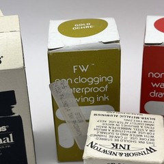 Lot Of 5 FW Nonclogging calligraphy Drawing Ink By FW Higgins Winsor Newton READ