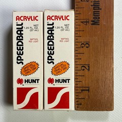 Vintage Acrylic Paint Napthol Red Light Hunt 1980s Speedball Lot Of 2 Tubes