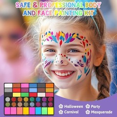Vibrant Face Painting Set: 42 Colors & 16 Crayons for Safe Fun & Creativity
