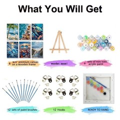 6 Pack Paint by Numbers Kits with Framed for 8×12 inches, 6PDKMT250707-US