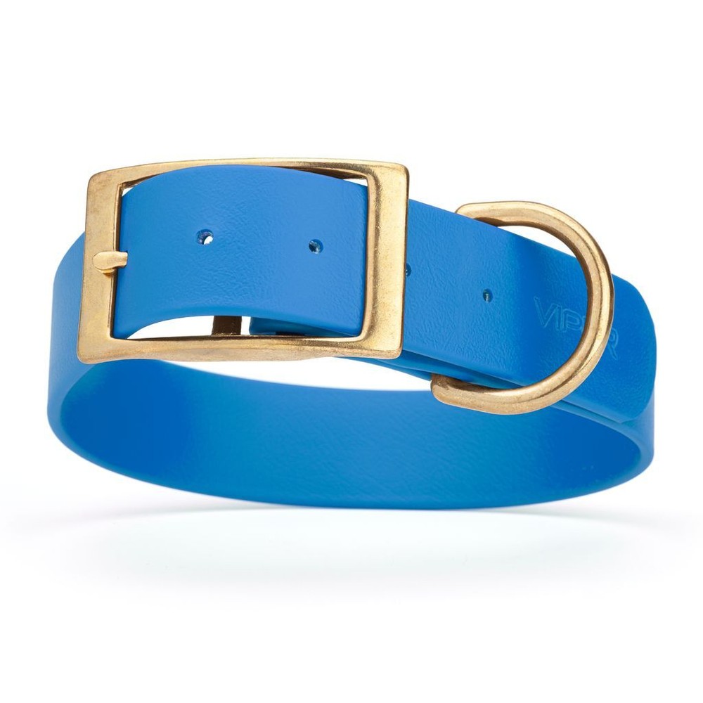 Dog Pet Collar with Brass Hardware Size XL W 1.5” L 20” – 24” Cerulean Blue