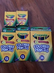 Two Crayon Packs and Three Colored Pencil Packets, Completely New Unused