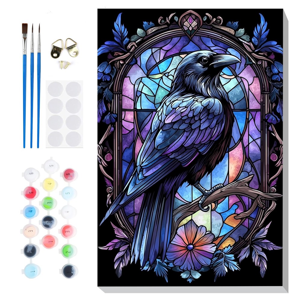Bowetile Bird Framed Paint by Numbers for Adults, 7.8 x 12 inches,