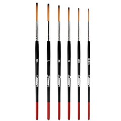 Sdanart Lettering Quill Brushes, 6 pcs XL, L, M, S, XS, XXS, Black