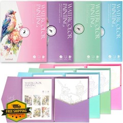 Dunzoom Watercolor Coloring Book 24 Sheets Animalsandscenery