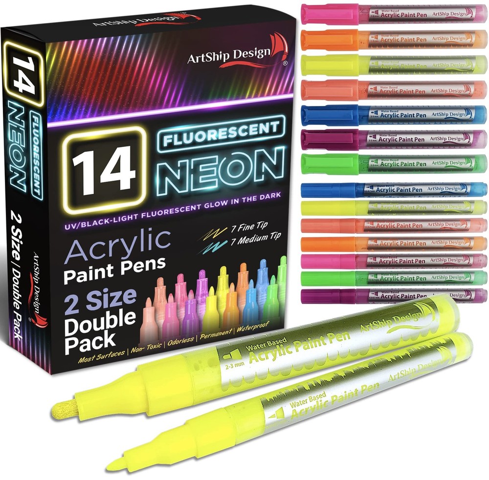14 Pack Neon UV Fluorescent Acrylic 7 Count (Pack of 2),