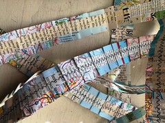 Vtg Paper Ribbon Rolls 1″ x 10 Yd – Vtg Map & Book Pages, Handmade & Sewn
