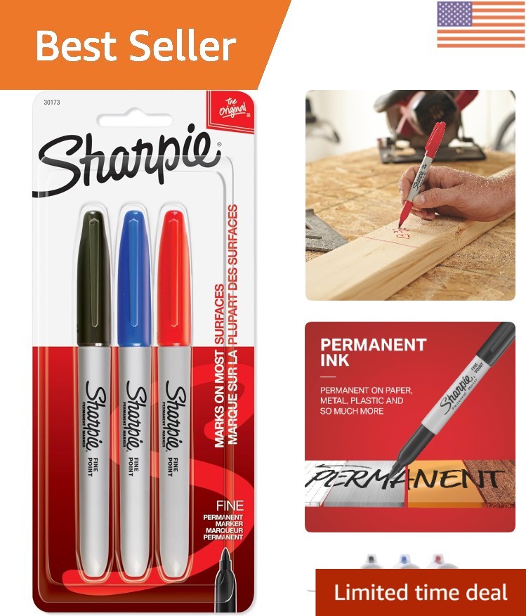 Classic Sharpie Fine Point Permanent Markers – 3 Assorted Colors for All Uses