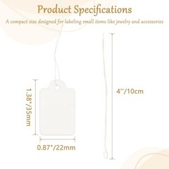 ZUFECY 200 Pcs White Price Tags with String 1.38×0.87in Jewelry Clothing |