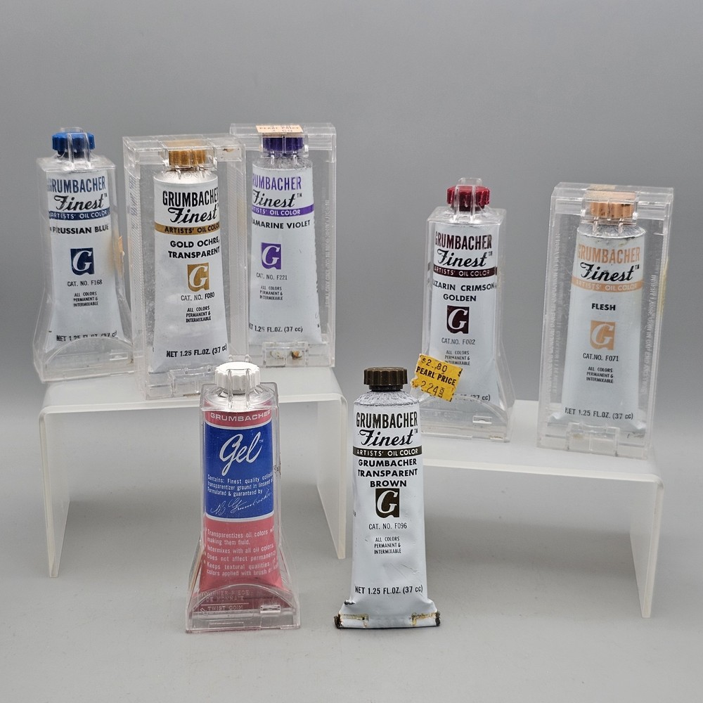 Lot of 6 Grumbacher Finest Artist Oil Color Paints + Gel – See Details