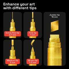 5 Gold Paint Pen for Rock, Glass, Ceramic, Wood, Tire, Fabric, Metal, Canvas,…