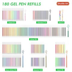 Gel Pen Refills 180 Colors No Duplicates Gel Pen Refills 7 Color Types for Ki…