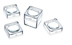 1 Box-4 Lids Snap-On Magnifier Cube Set (1.5″ Dia) 2.5X, 3.5X, 4X, 5X
