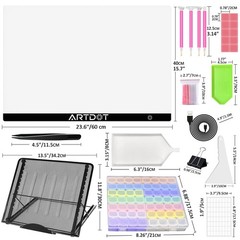 ARTDOT A2 LED Light Pad for Diamond Painting USB Powered A2, Black