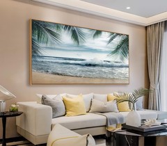 Framed Tropical Beach Wall Art – Ocean Waves Canvas Pictures Coastal Blue Sky…