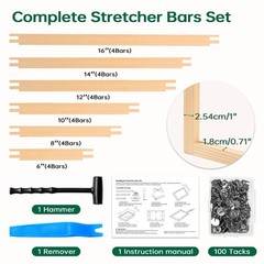 24 Pcs Needlepoint Stretcher Bars for Needlework 6 Sizes (6, 8, 10, 12, 14, 1…