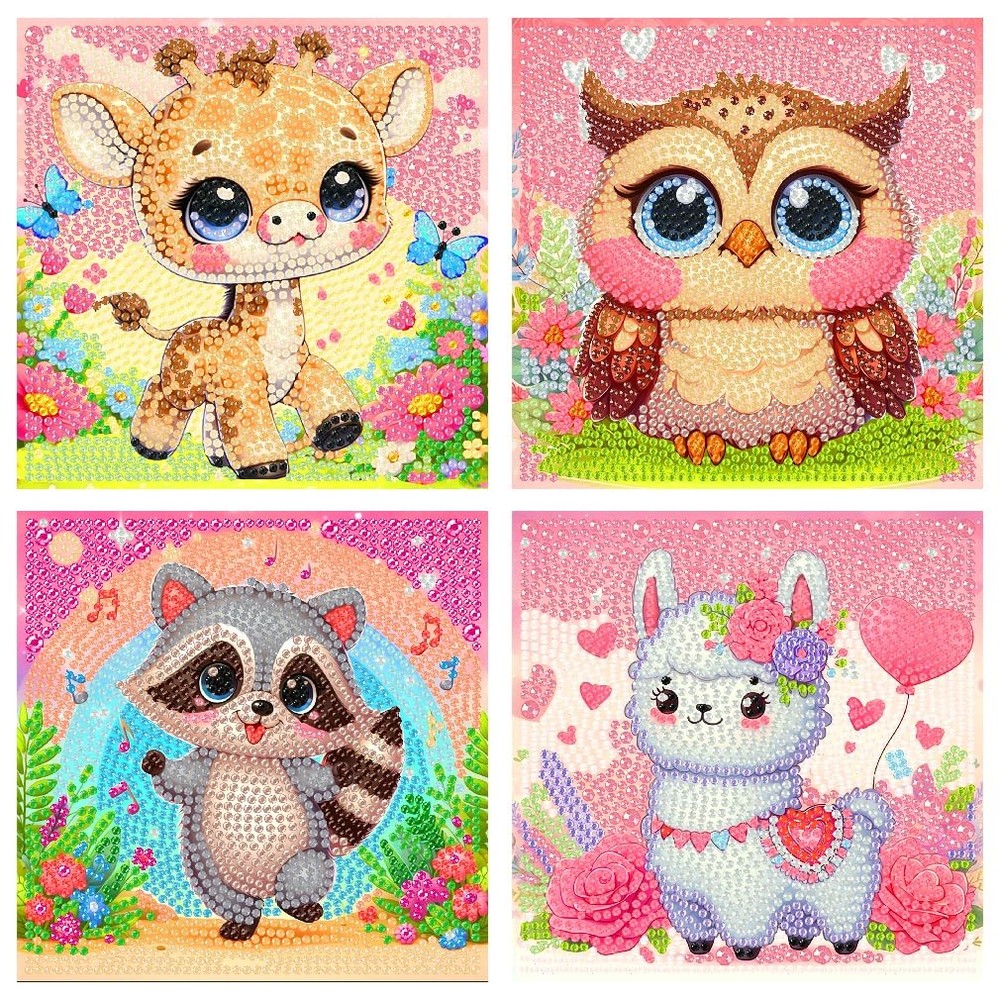 Mupmod 4 Packs Animals Diamond 6 inches by 6 inches, DX606+DX605+DX607+DX604