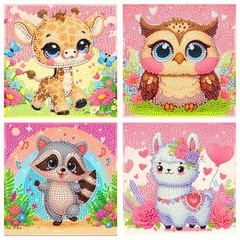 Mupmod 4 Packs Animals Diamond 6 inches by 6 inches, DX606+DX605+DX607+DX604