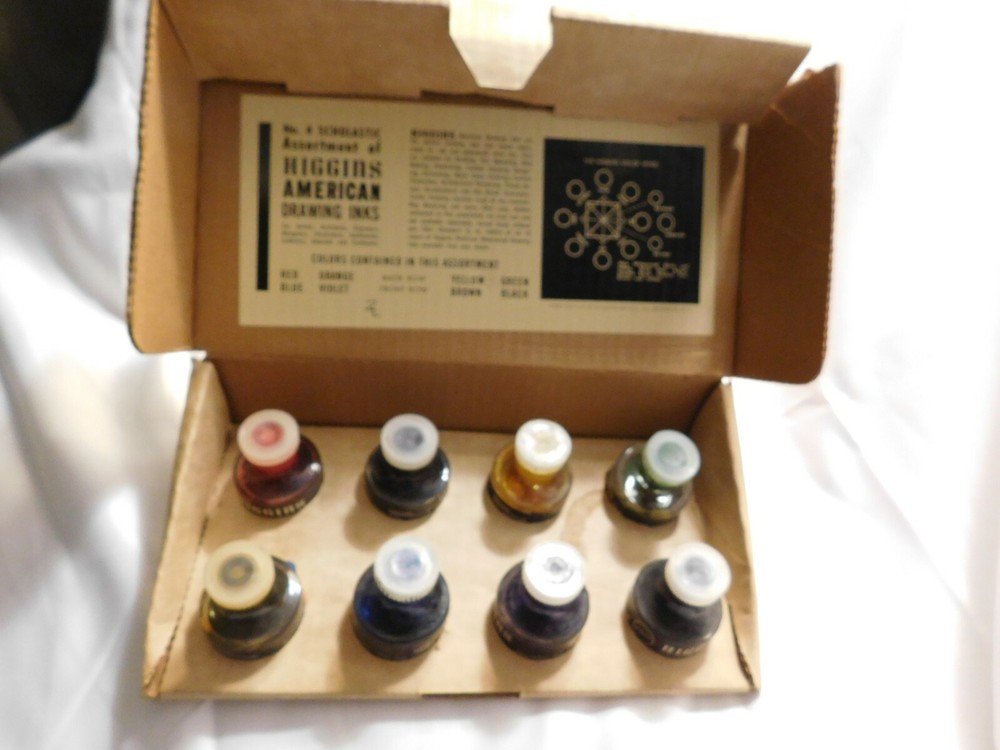 Vintage Higgins No. 4 Scholastic American Drawing Inks in Box