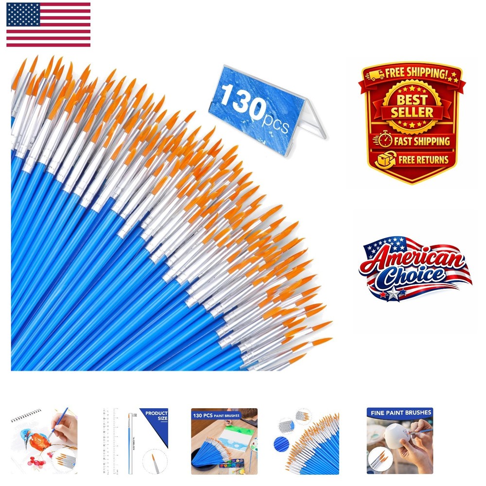Compact 130-Piece Paint Brush Set – Easy-Clean Nylon Brushes for All Age Artists