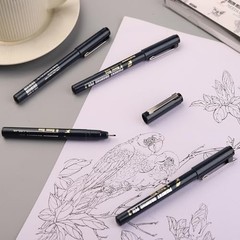Micro Fineliner Drawing Pens 16 Set 0.4 mm Black Ink Waterproof Sketching