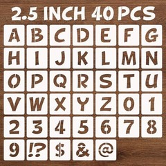 BAMIDELE Letter and Number Stencils, 40 Pcs Reusable Plastic Alphabet 2.5 Inch