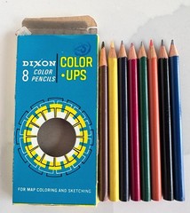 Vtg Dixon Color-Ups Color Pencil Set of 8, No. 338 for Map Coloring/Sketching