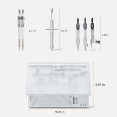 22PCS Geometry Compass Set Drafting Tools Kit with Ruler Protractor Case USA New