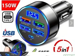 5 USB Port Super Fast Car Charger Adapter For iPhone Samsung Android Cell Phone