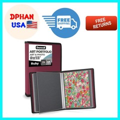 Stylish Professional 9×12 Portfolio Binder: 24 Pockets for Art & Photography