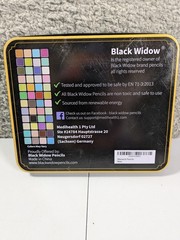 Black Widow Monarch Pencils 40 Wax Colored Pencils Set in Tin Box