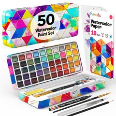 Watercolor Paint Set – 50 Travel Watercolors Set – Water Colors Paint for Adu…