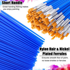 100Pcs Small Paint Brushes Bulk, Flat Top Acrylic Classroom Brush for Kids Mini