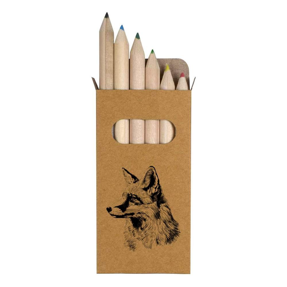 6 x ‘Fox Portrait Side View’ Short Colour Pencils (PE00097908)