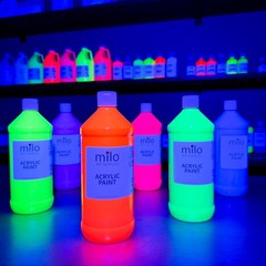 Pro Neon Acrylic Paint 6x 32oz Bottles – Vibrant Fluorescent Glow UV Art